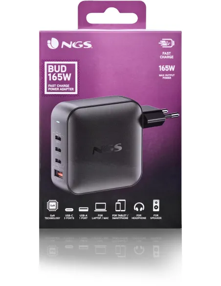 NGS BUD165W Cargador de Smartphone x3 USB-C/x1 USB-A