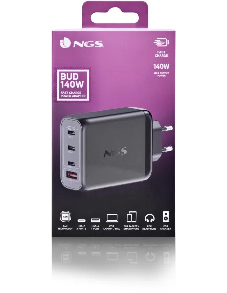 NGS BUD140W Cargador de Smartphone x3 USB-C/x1 USB-A