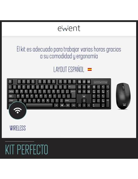 Ewent EW3281 Kit Teclado y Ratón inalámbricos QWERTY Español Negro