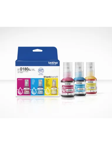 Brother BTD180CLVAL Botellas de Tinta Azul/Magenta/Cian