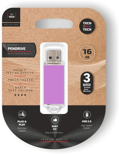 Tech One TECH Basic TEC3009-16 Pendrive 16GB USB Morado