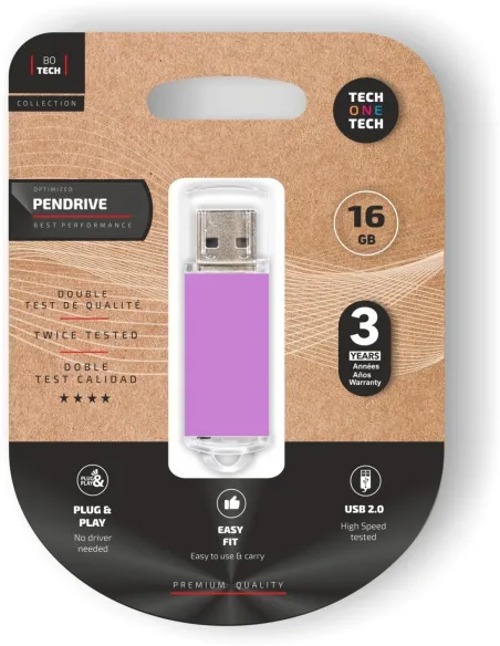 Tech One TECH Basic TEC3009-16 Pendrive 16GB USB Morado