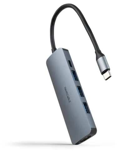 Nanocable 10.16.4605 Hub USB-C a 3xUSB-A/HDMI/USB-C PD Gris