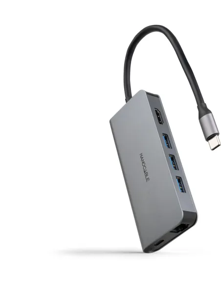 Nanocable 10.16.4609 Docking Station USB-C a USB-A/HDMI/RJ-45/USB-C Gris