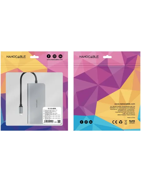 Nanocable 10.16.4609 Docking Station USB-C a USB-A/HDMI/RJ-45/USB-C Gris