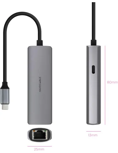 Nanocable 10.16.4603 Adaptador Ethernet USB-C a RJ-45 Gris