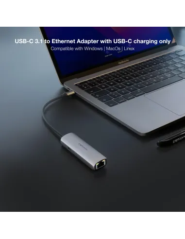 Nanocable 10.16.4603 Adaptador Ethernet USB-C a RJ-45 Gris