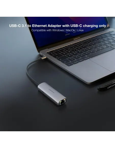 Nanocable 10.16.4603 Adaptador Ethernet USB-C a RJ-45 Gris