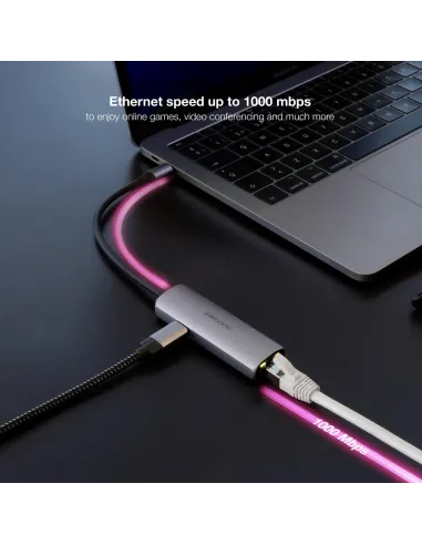 Nanocable 10.16.4603 Adaptador Ethernet USB-C a RJ-45 Gris