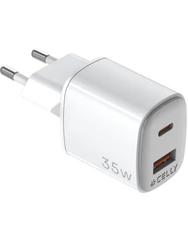 Celly UPTC1USB1USBC35 Cargador Smartphone USB-C/USB-A Carga Rápida 35W Blanco