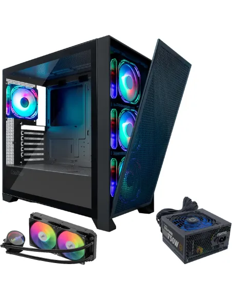 CoolBox COO-PACK-GMNG Kit Gaming de Torre + Refrigeración + Fuente 750W + Auriculares + Teclado y Ratón