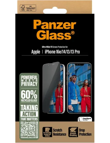 PanzerGlass PGRPUWFG29845 Protector de Pantalla con Privacidad para iPhone 13/13 Pro/14/16e