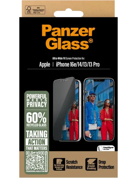 PanzerGlass PGRPUWFG29845 Protector de Pantalla con Privacidad para iPhone 13/13 Pro/14/16e