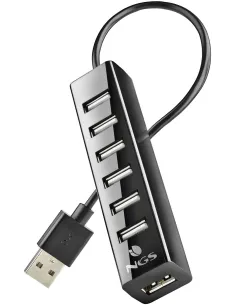 NGS iHUB7 Tiny HUB USB-A a USB-A 7 Puertos Negro-DATA62635