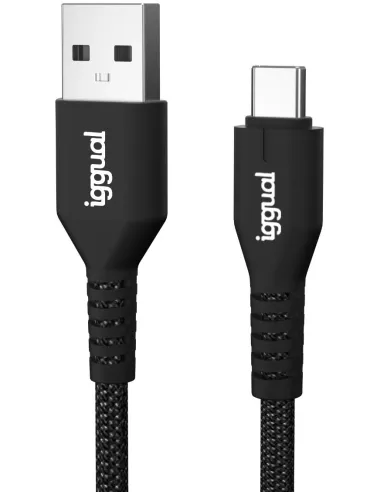 Iggual IGG320006 Cable USB-A a USB-C Trenzado 1,8M Negro