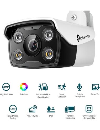 TP-Link VIGI C330 Cámara de Videovigilancia de Exterior Tipo Bullet IP67 2.8mm 3MP Blanca