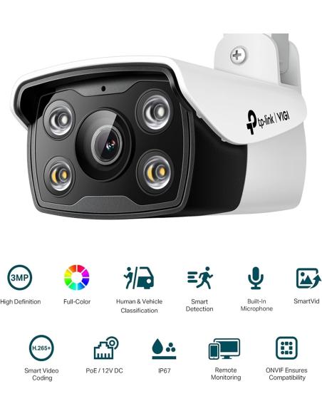 TP-Link VIGI C330 Cámara de Videovigilancia de Exterior Tipo Bullet IP67 2.8mm 3MP Blanca