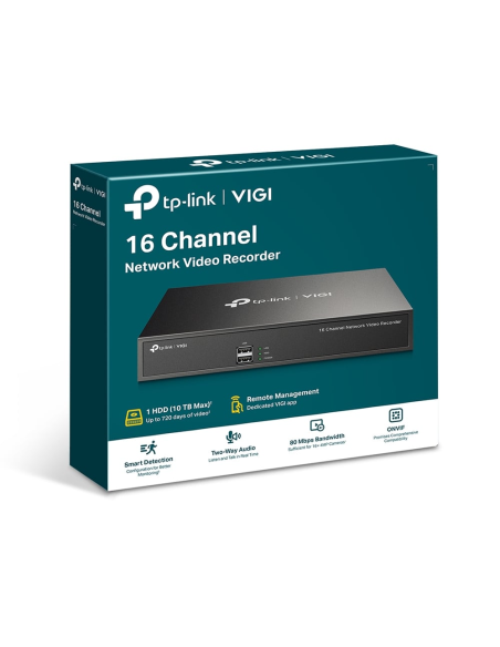 TP-Link VIGI NVR1016H Grabador de Video en Red (NVR) Negro