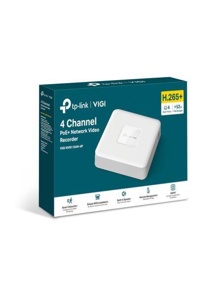 TP-Link VIGI NVR1104H-4P Videograbador NVR 4 Canales PoE Blanco