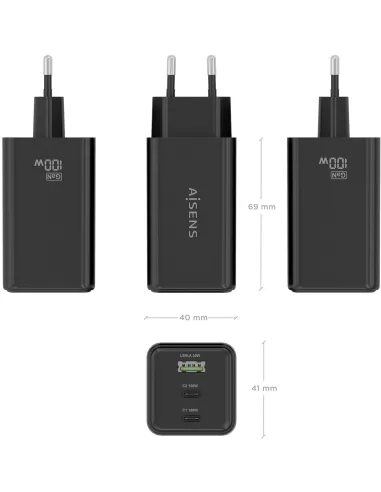 Cargador de Móvil Aisens ASCH-100W3P052-BK