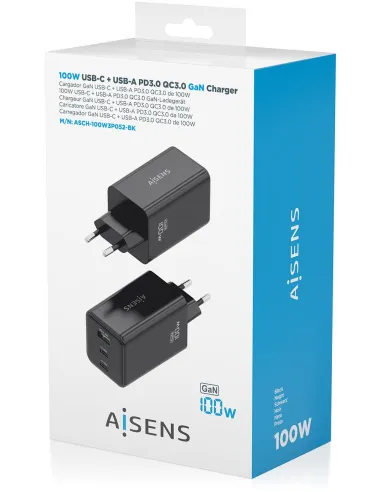 Cargador de Móvil Aisens ASCH-100W3P052-BK