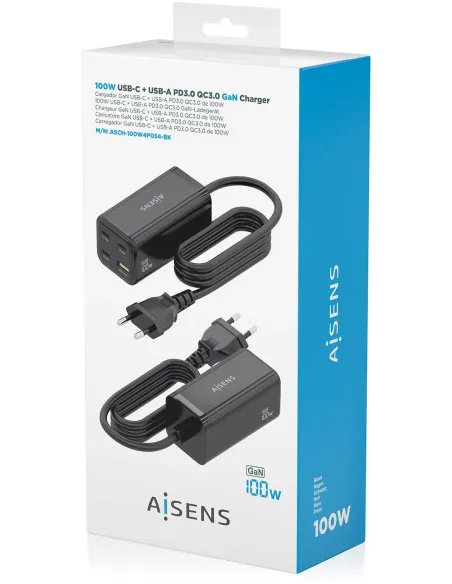 Cargador de Móvil Aisens ASCH-100W4P054-BK