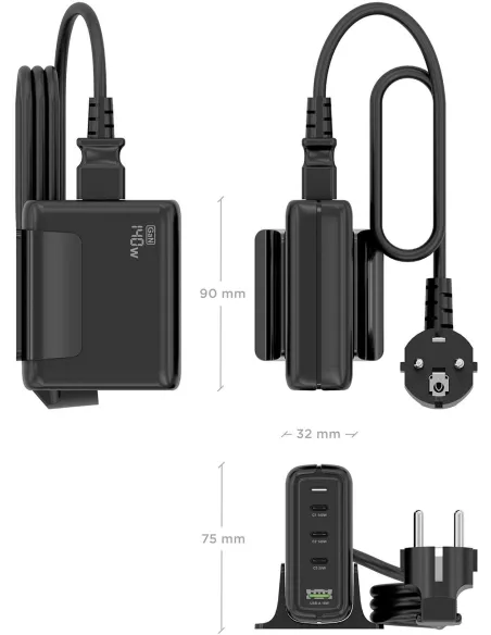 Cargador de Móvil Aisens ASCH-140W4P056-BK
