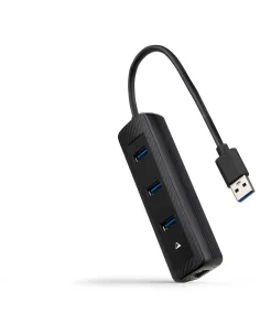 Nanocable 10.16.4604 Adaptador Ethernet USB-A a x3 USB-A/RJ-45 Negro-DATA62755