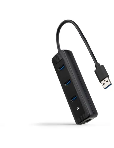 Nanocable 10.16.4604 Adaptador Ethernet USB-A a x3 USB-A/RJ-45 Negro
