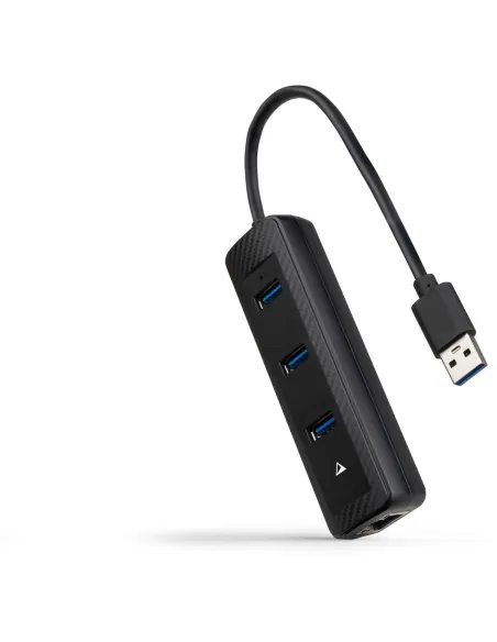 Nanocable 10.16.4604 Adaptador Ethernet USB-A a x3 USB-A/RJ-45 Negro