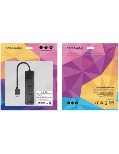 Nanocable 10.16.4604 Adaptador Ethernet USB-A a x3 USB-A/RJ-45 Negro