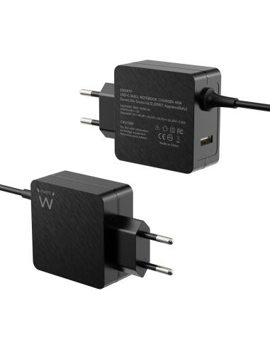 Ewent EW3979 Cargador para Portátil USB-C 45W + Puerto USB-A Negro