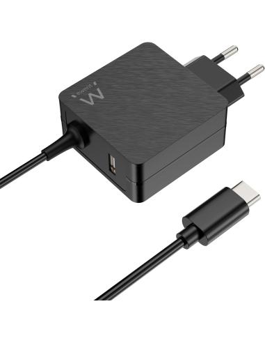 Ewent EW3979 Cargador para Portátil USB-C 45W + Puerto USB-A Negro