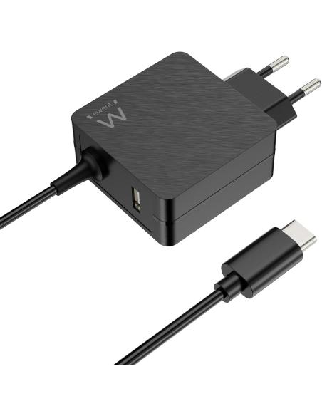 Ewent EW3979 Cargador para Portátil USB-C 45W + Puerto USB-A Negro
