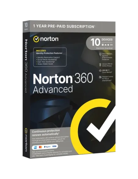 Norton 360 Advanced 10 Dispositivos 1 Año