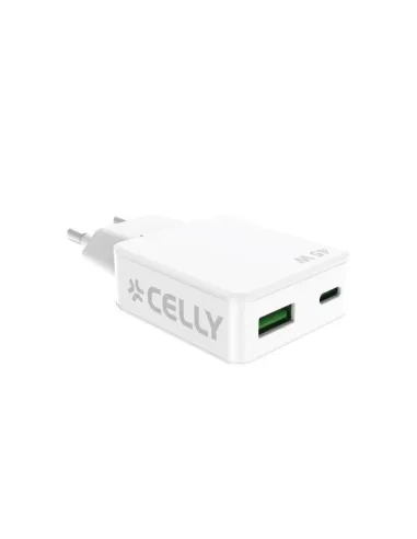 Celly SLIMTC1C1A45WWH Cargador USB-C/USB-A 45W Blanco