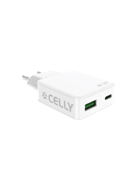 Celly SLIMTC1C1A45WWH Cargador USB-C/USB-A 45W Blanco