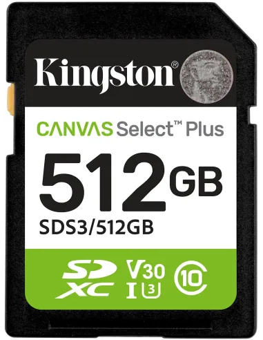 Kingston Canvas Select Plus Gen3 512GB SDXC UHS-I Clase 10