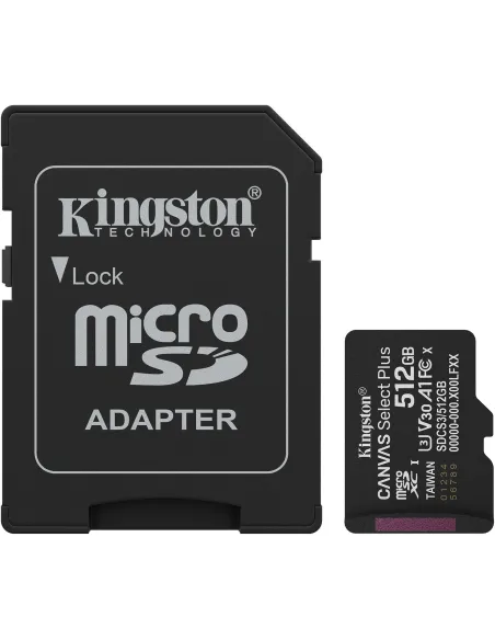 Kingston Canvas Select Plus Gen3 SDCS3/512GB microSDXC UHS-I Clase 10 + Adaptador SD