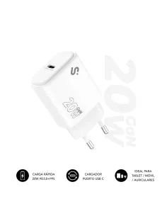 Subblim SUBCHG-6G2001 Cargador de Móvil USB-C 20W Carga Rápida Blanco-1400586