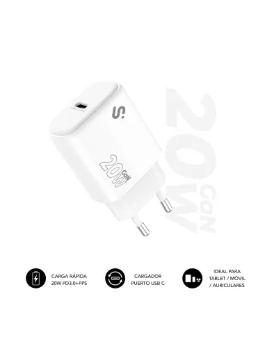 Subblim SUBCHG-6G2001 Cargador de Móvil USB-C 20W Carga Rápida Blanco