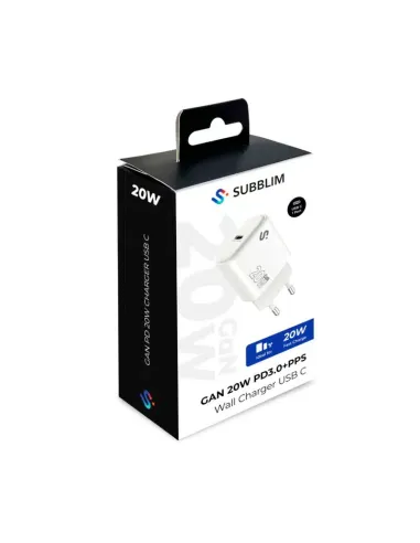 Subblim SUBCHG-6G2001 Cargador de Móvil USB-C 20W Carga Rápida Blanco
