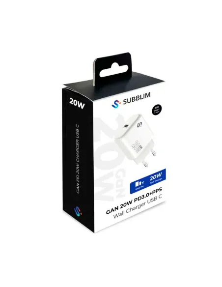 Subblim SUBCHG-6G2001 Cargador de Móvil USB-C 20W Carga Rápida Blanco