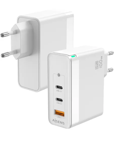 Aisens ASCH-100W3P008-W Cargador x2USB-C/USB-A 100W Blanco
