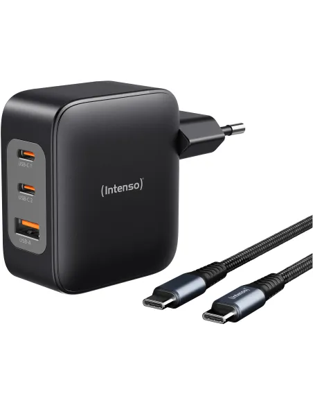 Intenso 7810010 Cargador x2USB-C/USB-A 100W con Cable USB-C Negros