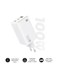 Subblim SUBCHG-6G1003 Cargador x2USB-C/USB-A 100W Carga Rápida Blanca-1400584
