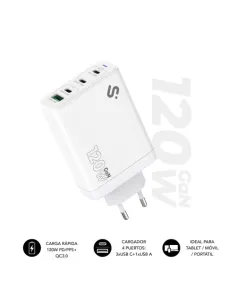 Subblim SUBCHG-6G1204 Cargador x3USB-C/USB-A 120W Carga Rápida Blanca-1400585