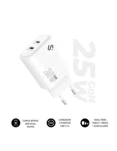 Subblim SUBCHG-6G2520 Cargador USB-C 25W Carga Rápida Blanca