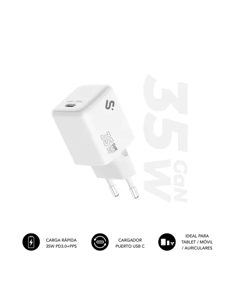 Subblim SUBCHG-6G3510 Cargador USB-C 35W Carga Rápida Blanco