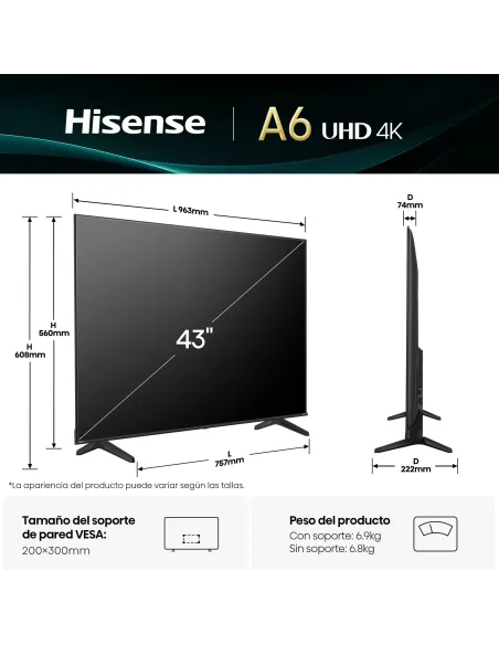 Televisor Hisense 43A6Q